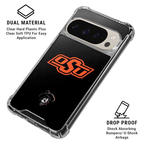 Oklahoma State University OSU on Black Pixel 9/9 Pro Clear Case